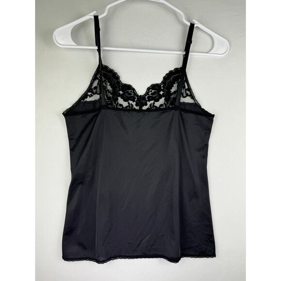 Vintage 90's Vassarette USA Black Lace Trim V Neck Camisole Top Women's Small - Picture 6 of 13